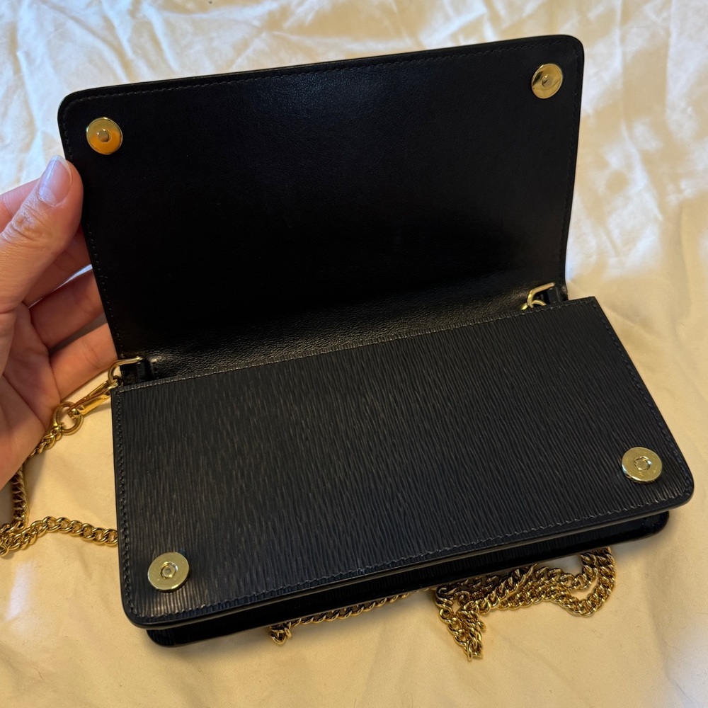 Prada Miniborse Black Vitello Move Leather Chain Cross Body Black Leather Gold - Picture 6 of 11